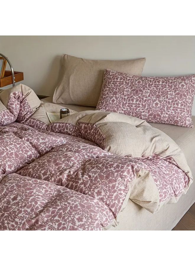 Vintage Floral Duvet Cover 86 61x94 49 Inches Soft Linen Zipper Closure Machine Washable Pink - Image 5